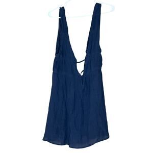 Cupshe - Navy Plunging Double Waist Tie Cover-Up size Med
